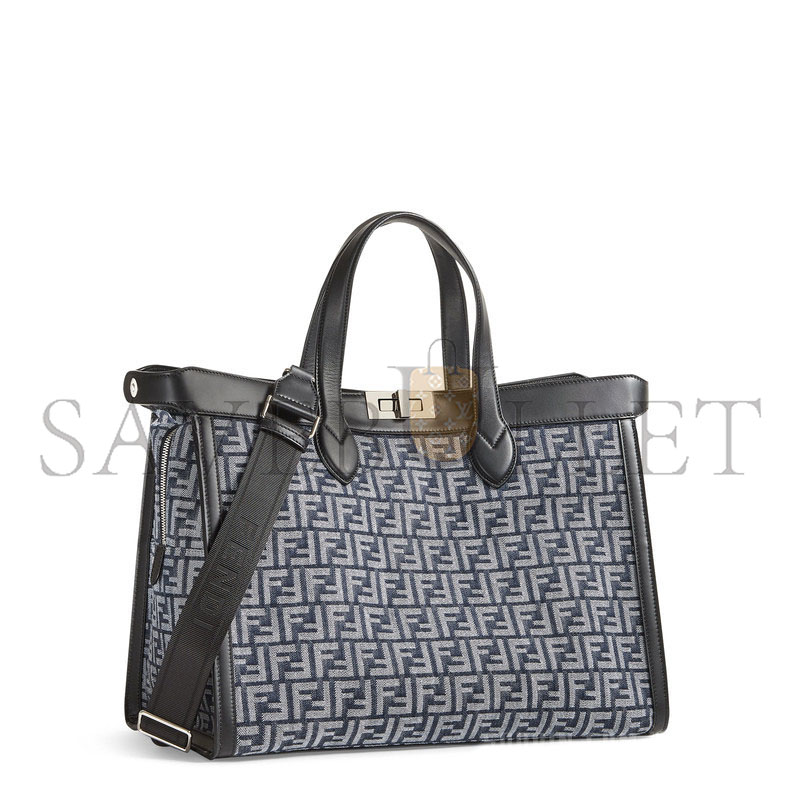 FENDI PEEKABOO ISEEU FORTY8 HANDBAG BLUE FF DENIM HANDBAG 7VA566AMA8F1KAC (41*29.5*16cm)